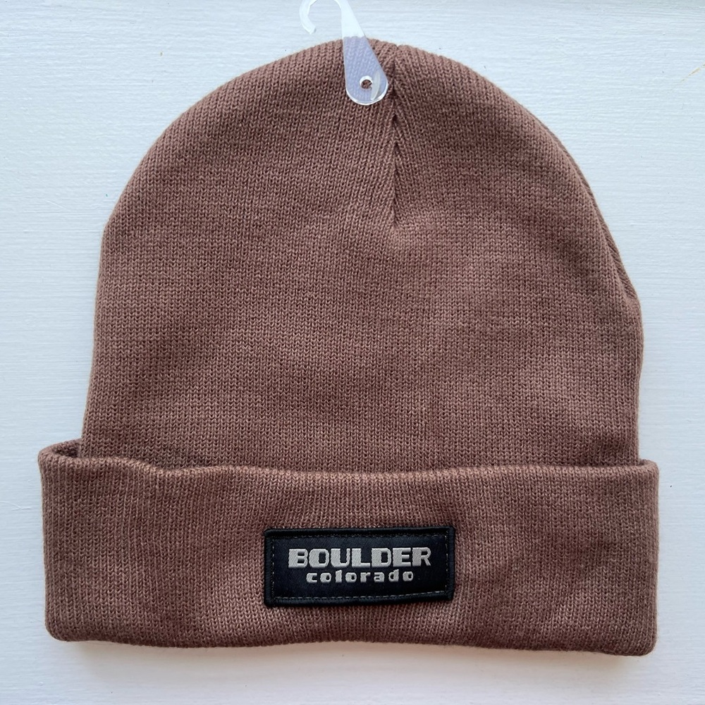 Boulder Colorado Cuffed Beanie Hat Unisex | Brown